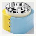 Yellow and blue Adjustable Slow Feeder Bowl with removable stainless steel bowl