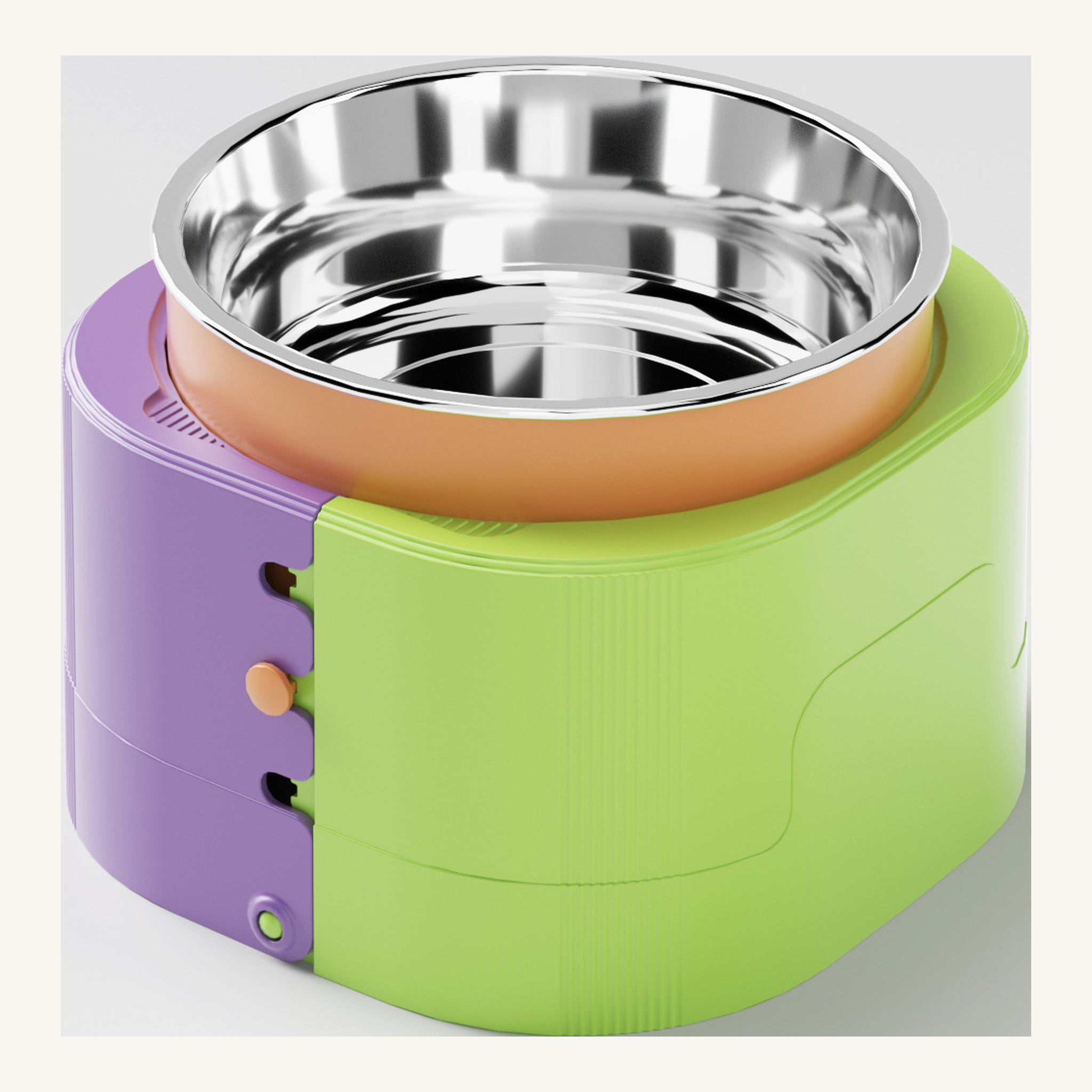 Purple and green Adjustable Slow Feeder Bowl with stainless steel insert