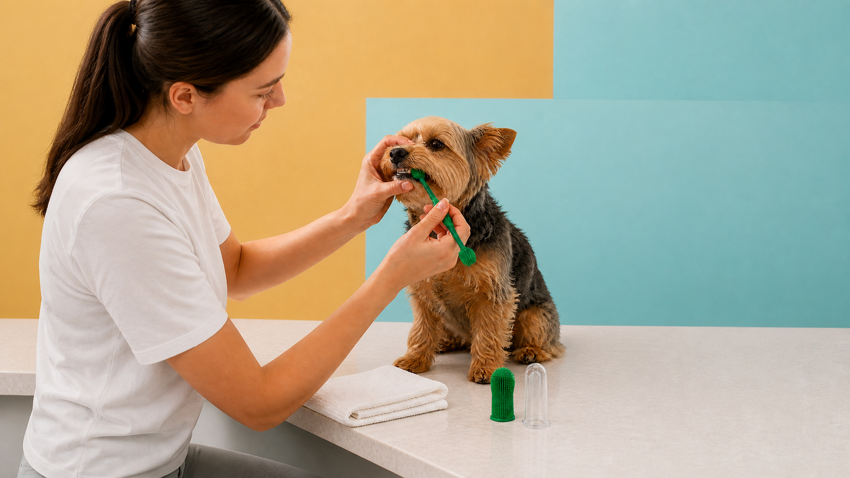 Pet toothbrush kit and dental care products for dogs and cats