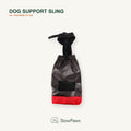 Black and red Dog Support Sling isolated on a light branded background